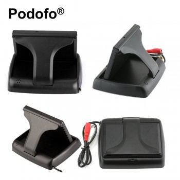 Podofo 4.3 HD Foldable Car Rear View Monitor Reversing Color LCD TFT Display Screen for Truck Vehicle Backup Rearview Camera