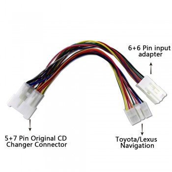 Y Spliter Cable for Lexus RX300 with 5+7 Male Connector fits AUX Adapter USB Interface Bluetooth Kits via CD changer port