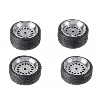 4PCS Alloy Wheels Tire Set Axles Vehicle Wheels Tire Modified Alloy Car Refit Wheels For 1/64 Vehicle Car Model