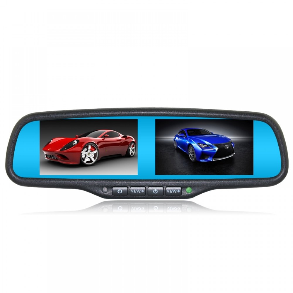 ANSHILONG Dual 4.3 TFT LCD Rear View Car Monitor Mirror 2CH Video In 2pcs Screen Display Universal Version Free Shipping