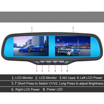 ANSHILONG Dual 4.3 TFT LCD Rear View Car Monitor Mirror 2CH Video In 2pcs Screen Display Universal Version Free Shipping