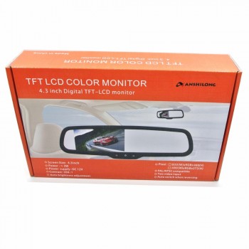 ANSHILONG Dual 4.3 TFT LCD Rear View Car Monitor Mirror 2CH Video In 2pcs Screen Display Universal Version Free Shipping