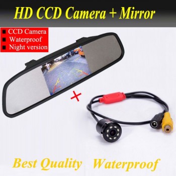 CCD HD Waterproof Parking Monitors System, LED Night Vision 170 Car Rear View Camera With 4.3 inch Car Rearview Mirror Monitor