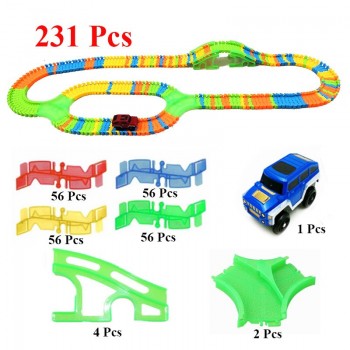 DIY Assemble Universal Racing Set Track Car Flexible Educational Rail Car Puzzle Toy for Kids