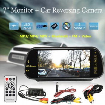 7 Inch TFT LCD Touch Screen bluetooth Car MP5 Player FM Transmitter Reversing Backup Camera Car Rear View Parking Mirror Monitor