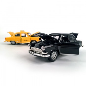 Diecast Car Volga GAZ-21 1:32 Scale Vintage Classics Alloy Car Model Vehicle Collectible Toy  Pull Back Car with Sound and Light