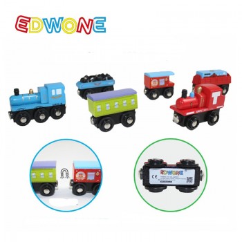 22 Designs Edwone Wood Magnetic Trains Car Locomotive Toy  Educational Model DIY Mini Tender Fit Biro Thomas Tracks