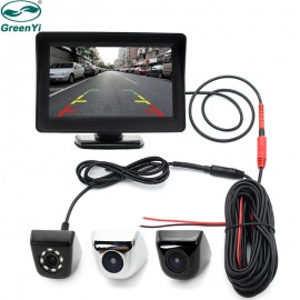 4.3 HD Car Monitor with 170 Degrees Waterproof Vehicle Rear View Backup Camera 2in1 Parking CCTV Video System + 6M Video Cable