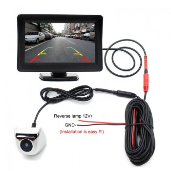 4.3 HD Car Monitor with 170 Degrees Waterproof Vehicle Rear View Backup Camera 2in1 Parking CCTV Video System + 6M Video Cable