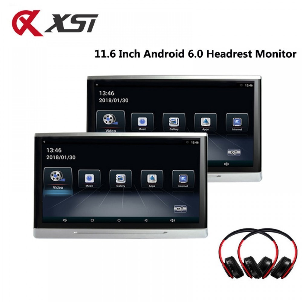 XST 11.6 Inch Android 6.0 Car Monitor Headrest IPS Touch Screen HD 1080P Video WIFI/USB/SD/Bluetooth/FM Transmitter/Speaker