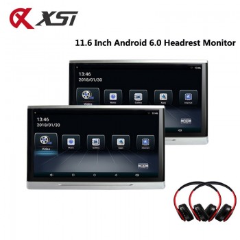 XST 11.6 Inch Android 6.0 Car Monitor Headrest IPS Touch Screen HD 1080P Video WIFI/USB/SD/Bluetooth/FM Transmitter/Speaker