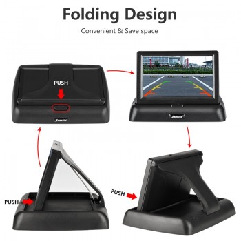 Jansite 4.3inch Car Monitors TFT LCD Car Rear View monitor Display Parking Rearview System For Backup Reverse Camera Support DVD