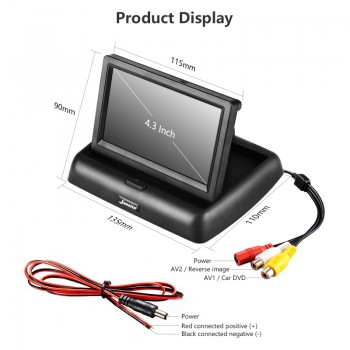 Jansite 4.3inch Car Monitors TFT LCD Car Rear View monitor Display Parking Rearview System For Backup Reverse Camera Support DVD