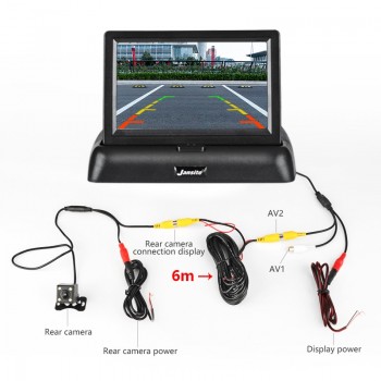 Jansite 4.3inch Car Monitors TFT LCD Car Rear View monitor Display Parking Rearview System For Backup Reverse Camera Support DVD