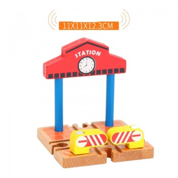 EDWONE -One Wood Railway Gas Station Clock Police Train Car Slot Railway Accessories Original Toy Kids Gifts Fit THOMAS BIRO