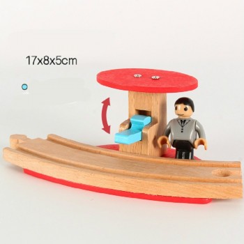 EDWONE -One Wood Railway Gas Station Clock Police Train Car Slot Railway Accessories Original Toy Kids Gifts Fit THOMAS BIRO
