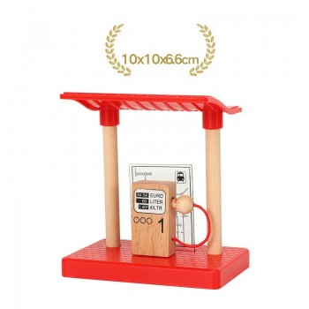 EDWONE -One Wood Railway Gas Station Clock Police Train Car Slot Railway Accessories Original Toy Kids Gifts Fit THOMAS BIRO