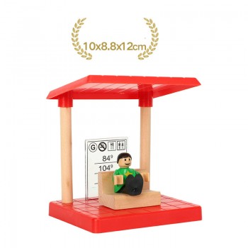 EDWONE -One Wood Railway Gas Station Clock Police Train Car Slot Railway Accessories Original Toy Kids Gifts Fit THOMAS BIRO