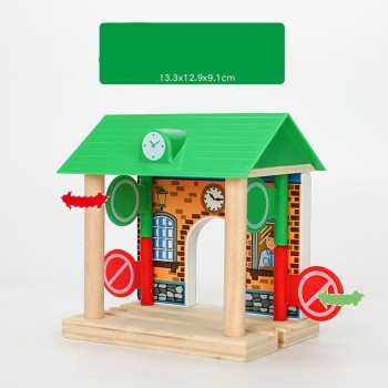 EDWONE -One Wood Railway Gas Station Clock Police Train Car Slot Railway Accessories Original Toy Kids Gifts Fit THOMAS BIRO