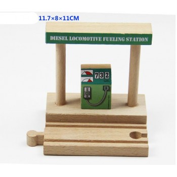 EDWONE -One Wood Railway Gas Station Clock Police Train Car Slot Railway Accessories Original Toy Kids Gifts Fit THOMAS BIRO