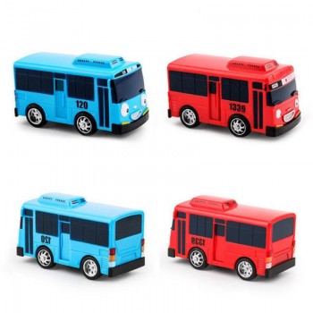4 PCS/Pack Kids Cartoon Mini TAYO Sliding Pullback Bus Taxi Model Back Childrens Educational Toys