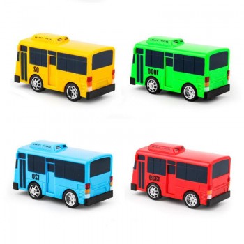 4 PCS/Pack Kids Cartoon Mini TAYO Sliding Pullback Bus Taxi Model Back Childrens Educational Toys