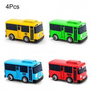 4 PCS/Pack Kids Cartoon Mini TAYO Sliding Pullback Bus Taxi Model Back Childrens Educational Toys