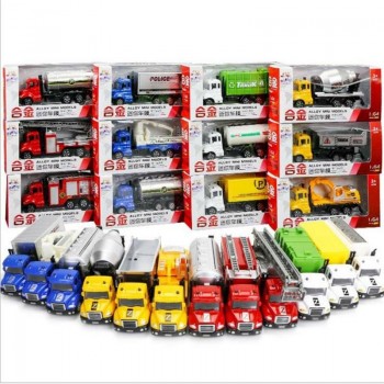 12 styles 12cm Kids Mini Metal Car Toys Lot Vehicle Sets Educational Toys Engineering Vehicle Model for Birthday Christmas Gifts
