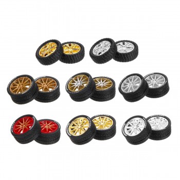 1:64 Car Wheels Tire Modified Vehicle Alloy Rubber Car Refit Wheels For 1/64 Cars Suitable For Some Cars 4 Wheels One Set
