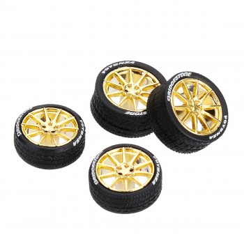 1:64 Car Wheels Tire Modified Vehicle Alloy Rubber Car Refit Wheels For 1/64 Cars Suitable For Some Cars 4 Wheels One Set