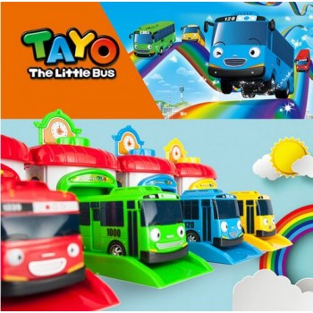 NEW Scale model tayo the little bus children miniature bus plastic baby oyuncak garage tayo bus kids toys for children 4pcs/set