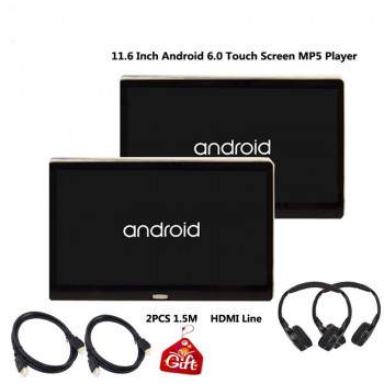 XST 11.6 Inch Android 6.0 Car Headrest Monitor HD 1080P Video IPS Touch Screen 3G/WIFI/USB/SD/HDMI/IR/FM/Bluetooth/Speaker
