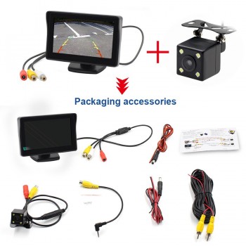 2 in 1 TFT 4.3 Inch Auto TFT LCD Rear view Camera Parking Color Monitor + LED Night Vision CCD Backup Camera With Car Monitors
