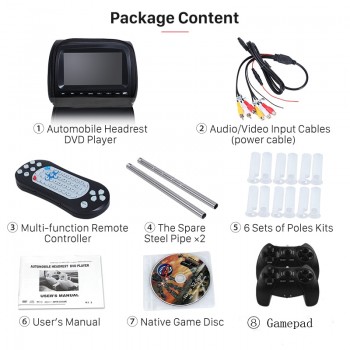 Fansel 2PCS 9 Inch Car Headrest Monitor DVD Video Touch Screen Player Zipper Cover TFT LCD Support IR FM USB SD Speaker Game