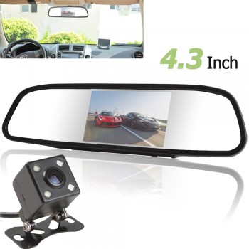 Univeral 4.3 Inch TFT LCD Auto Car Rear View Mirror Monitor Parking + Night Vision Car Rearview Reverse Camera 170 Wide Angle