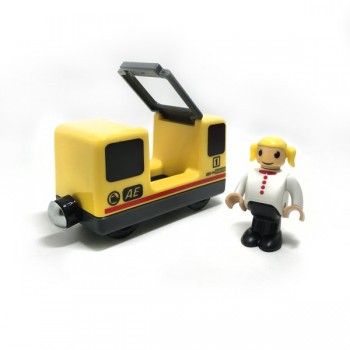 w14 free shipping Combination of electric magnetic locomotive and yellow Blue electric train set Compatible with wooden tracks