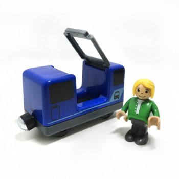 w14 free shipping Combination of electric magnetic locomotive and yellow Blue electric train set Compatible with wooden tracks