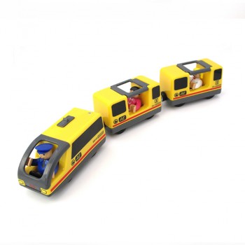w14 free shipping Combination of electric magnetic locomotive and yellow Blue electric train set Compatible with wooden tracks
