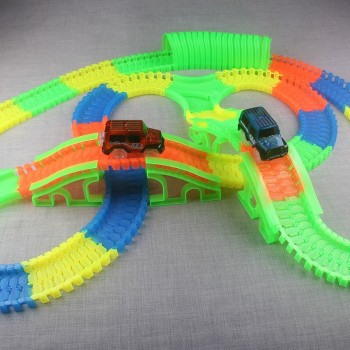 Glow Racing Track Set 5 Led Light Track Car Flexible Glowing Tracks Toy 162/165/220/240 Race Track Flexible Railway LED Car gift