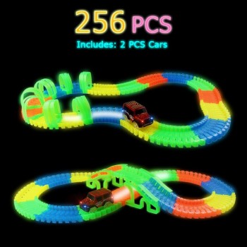 Glow Racing Track Set 5 Led Light Track Car Flexible Glowing Tracks Toy 162/165/220/240 Race Track Flexible Railway LED Car gift