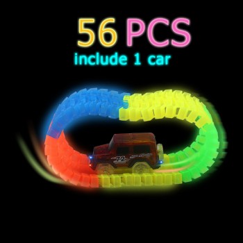Glow Racing Track Set 5 Led Light Track Car Flexible Glowing Tracks Toy 162/165/220/240 Race Track Flexible Railway LED Car gift