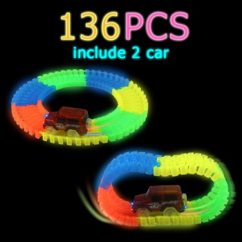 Glow Racing Track Set 5 Led Light Track Car Flexible Glowing Tracks Toy 162/165/220/240 Race Track Flexible Railway LED Car gift