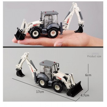 Alloy Diecast Excavator 1:50 4 Wheel Shovel Loader Two-way Forklift Bulldozer Back Hoe Loader Truck Model For Kids Gift Toys
