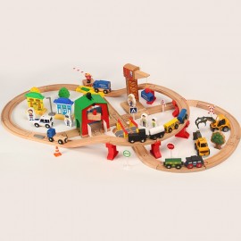 Wooden Train Track Set Kids Wooden railway Puzzle Slot Transit Wood Thoman Tracks Rail Transit Train railway Toys For Children