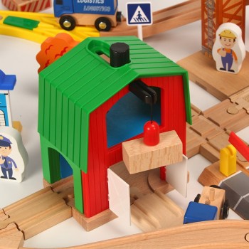 Wooden Train Track Set Kids Wooden railway Puzzle Slot Transit Wood Thoman Tracks Rail Transit Train railway Toys For Children