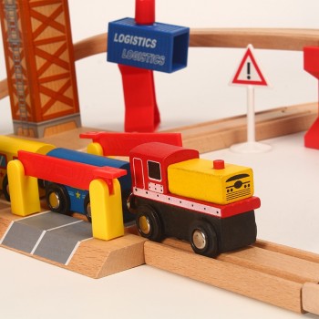 Wooden Train Track Set Kids Wooden railway Puzzle Slot Transit Wood Thoman Tracks Rail Transit Train railway Toys For Children