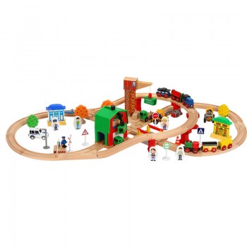 Wooden Train Track Set Kids Wooden railway Puzzle Slot Transit Wood Thoman Tracks Rail Transit Train railway Toys For Children