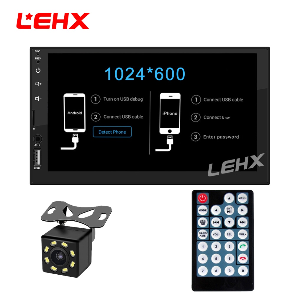 LEHX 2 din car radio 7 HD Player MP5 Touch Screen Digital Display Bluetooth Multimedia USB 2din Autoradio Car Backup Monitor