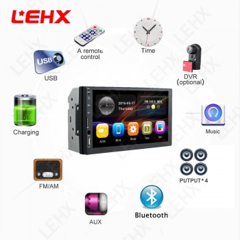 LEHX 2 din car radio 7 HD Player MP5 Touch Screen Digital Display Bluetooth Multimedia USB 2din Autoradio Car Backup Monitor