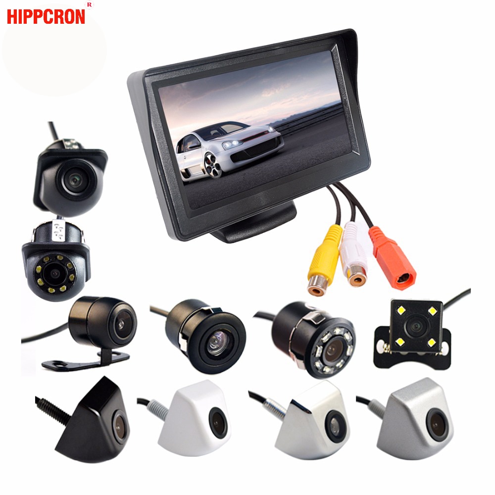 2In1 Car Parking System Kit 4.3 TFT LCD Color Monitor HD Display Screen + Rear View Camera Waterproof Backup